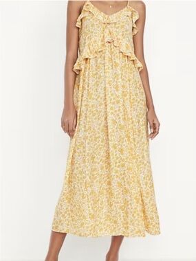Old Navy Yellow Floral Ruffle Maxi Dress